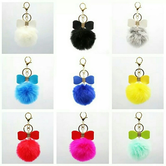 NWT POM POM W/KEYCHAIN  8 COLORS - Picture 2 of 7